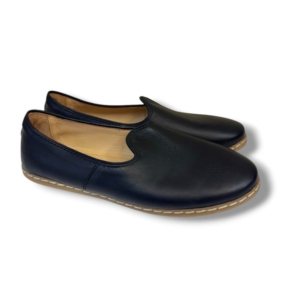 CHARIX Women's Black Leather Loafers Size 42 EU Minimalist Natural Quiet Luxury